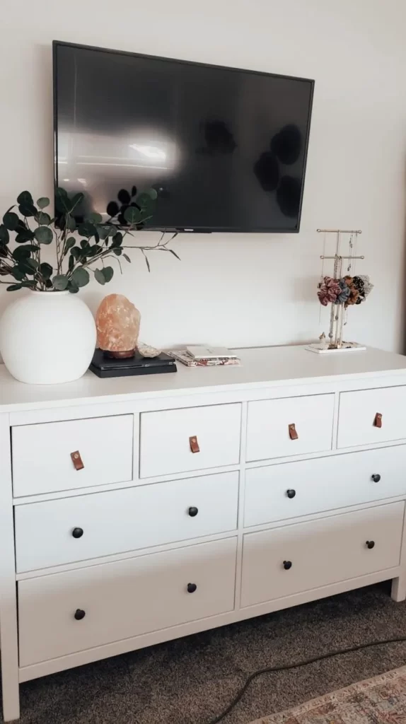 bedroom dresser decor with tv