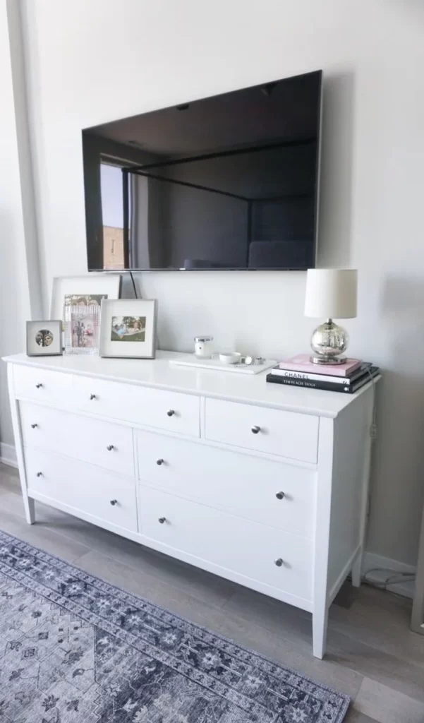 bedroom dresser decor with tv