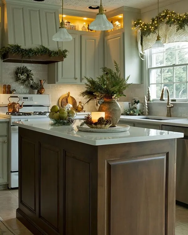 how to decorate kitchen cabinets for Christmas