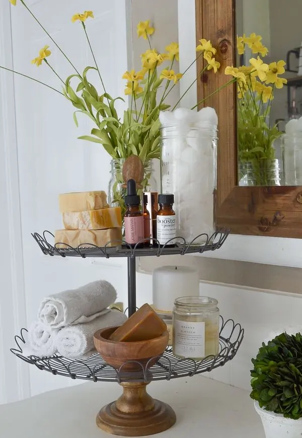 bathroom tiered tray decor ideas