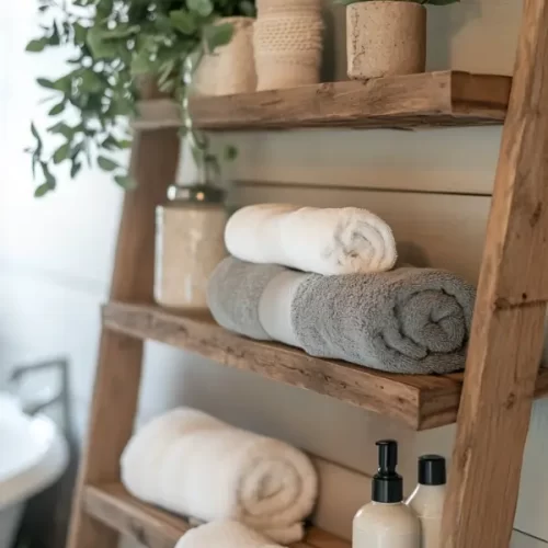 farmhouse bathroom shelf decor ideas