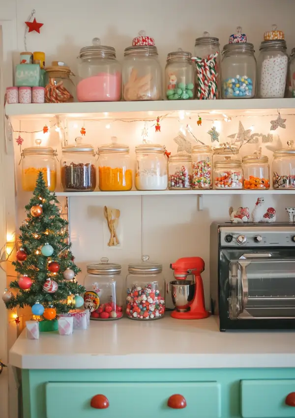 how to decorate kitchen cabinets for Christmas