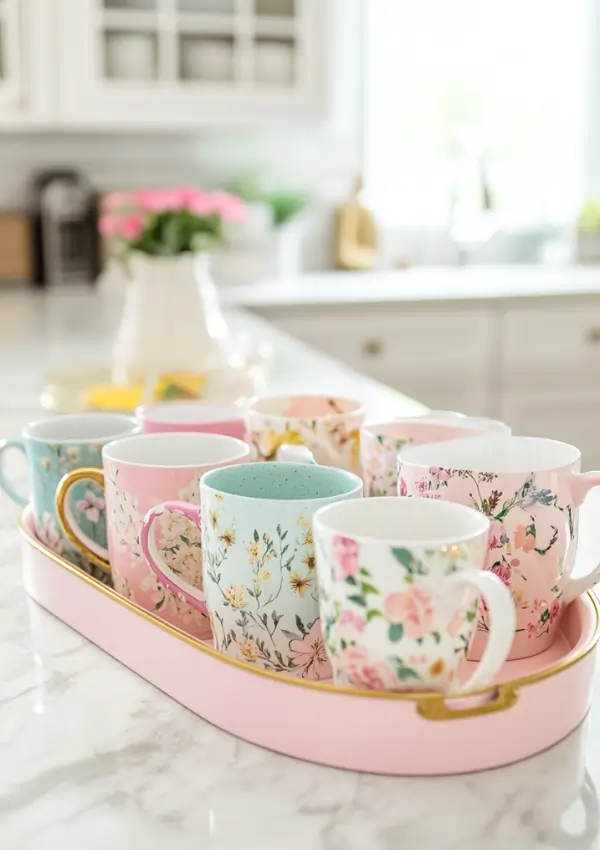 how to display coffee mugs on counter