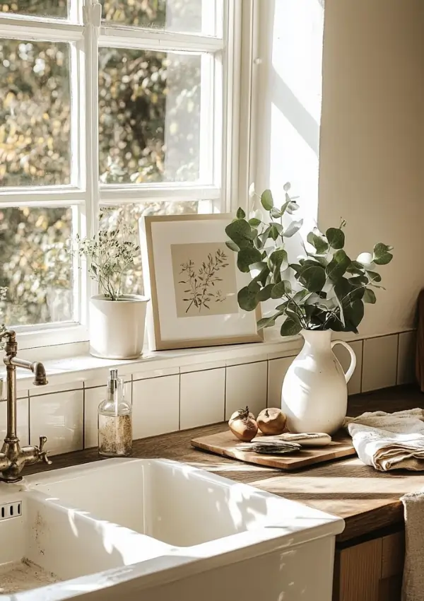 how to style a kitchen windowsill	