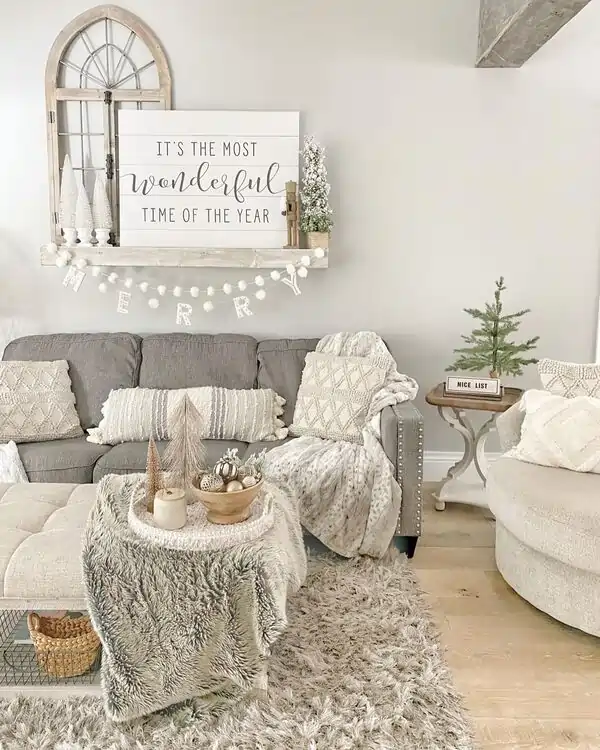 neutral christmas living room decor ideas