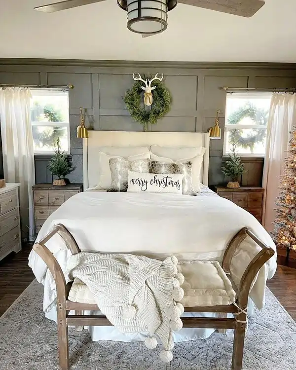 neutral christmas bedroom decor ideas