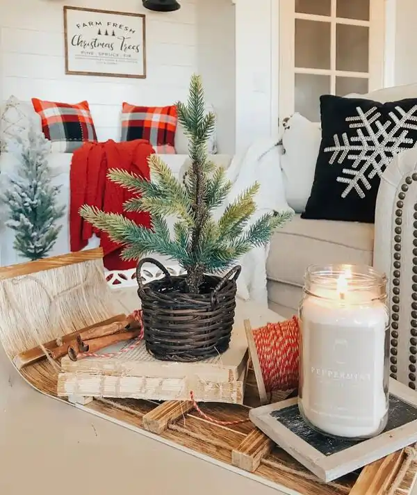 living room coffee table christmas decor ideas