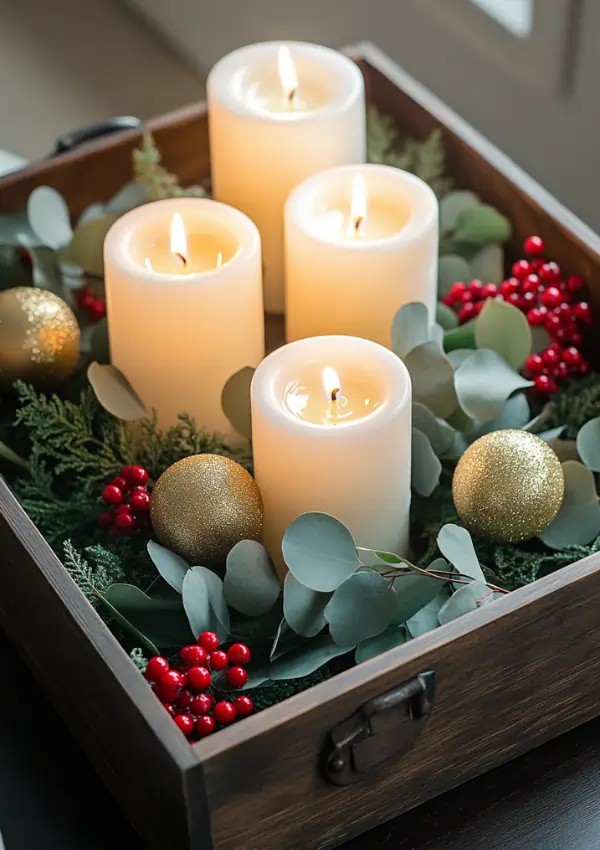 rustic winter tray decor ideas