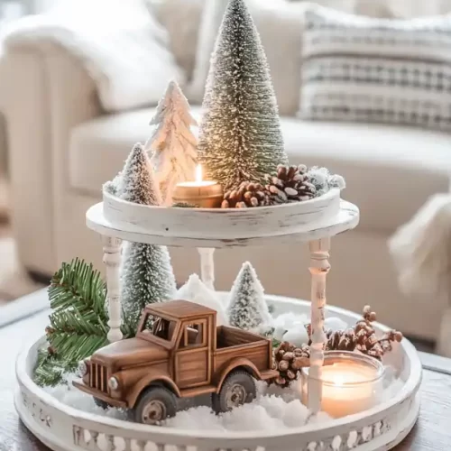 tiered winter tray decor ideas