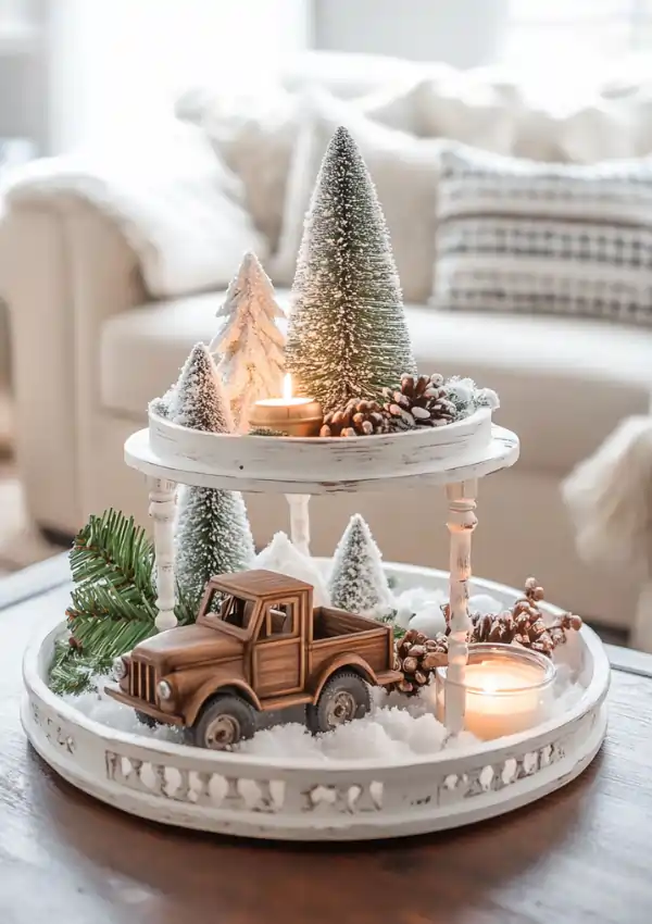 tiered winter tray decor ideas